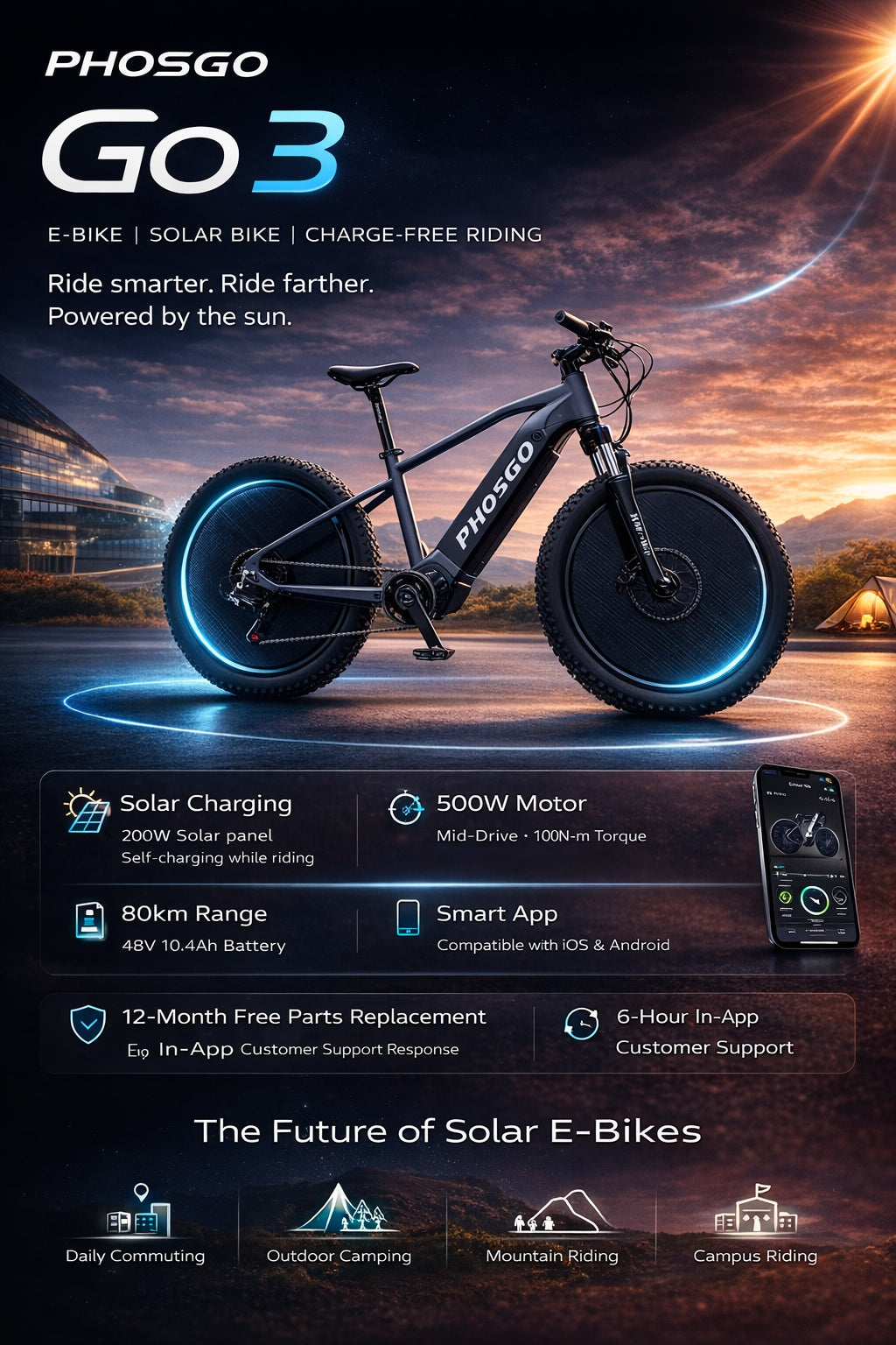 PHOSGO Go 3 Solar Bike - Deposit Reservation